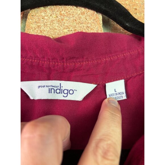 Great Northwest Indigo Embroidered Hot Pink Button-Down Shirt L - Picture 4 of 11